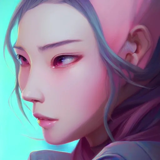 Image similar to a portrait of wlop, pastel pink, art by lois van baarle and loish and ross tran and rossdraws and sam yang and samdoesarts and artgerm and saruei and disney and wlop, digital art, highly detailed, intricate, sharp focus, trending on artstation hq, deviantart, unreal engine 5, 4 k uhd image