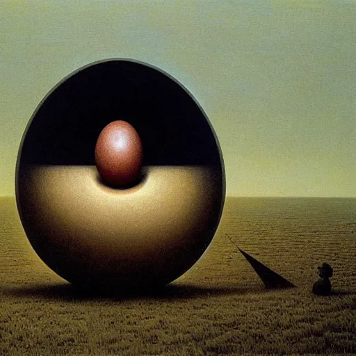 Prompt: the biggest egg ever seen, beksinski