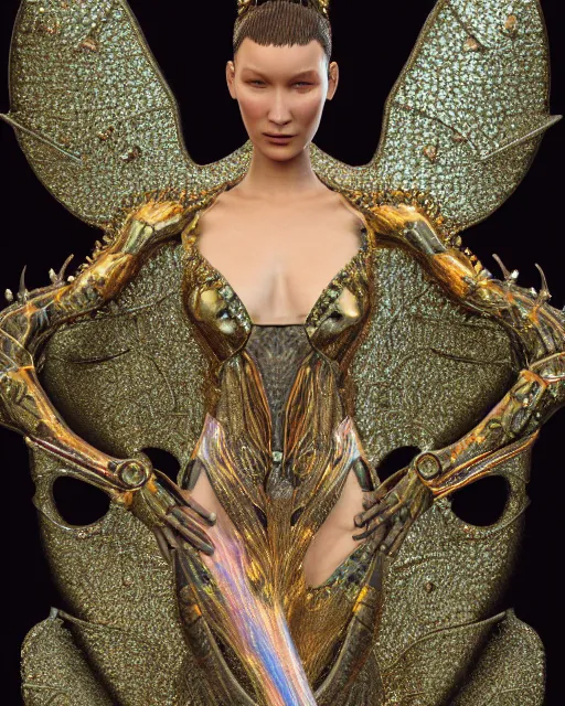 Image similar to a highly detailed metahuman 4 k close up render of an alien goddess bella hadid monument snake in iris van herpen dress schiaparelli in diamonds crystals swarovski and jewelry iridescent in style of alphonse mucha gustav klimt trending on artstation made in unreal engine 4