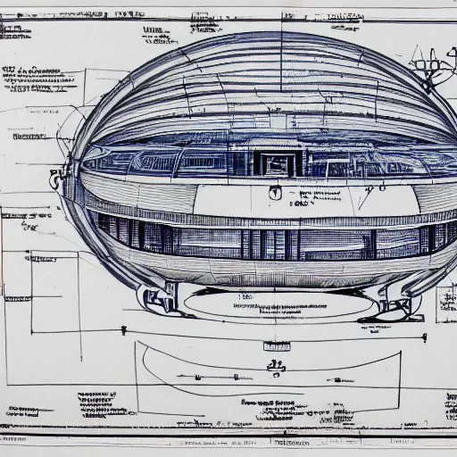 Image similar to a blueprint for an alien spaceship