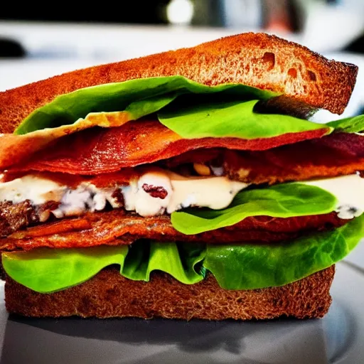 Prompt: close up high resolution photo of a blt, michelin star restaurant, very tasty, food photography, instagram, trending