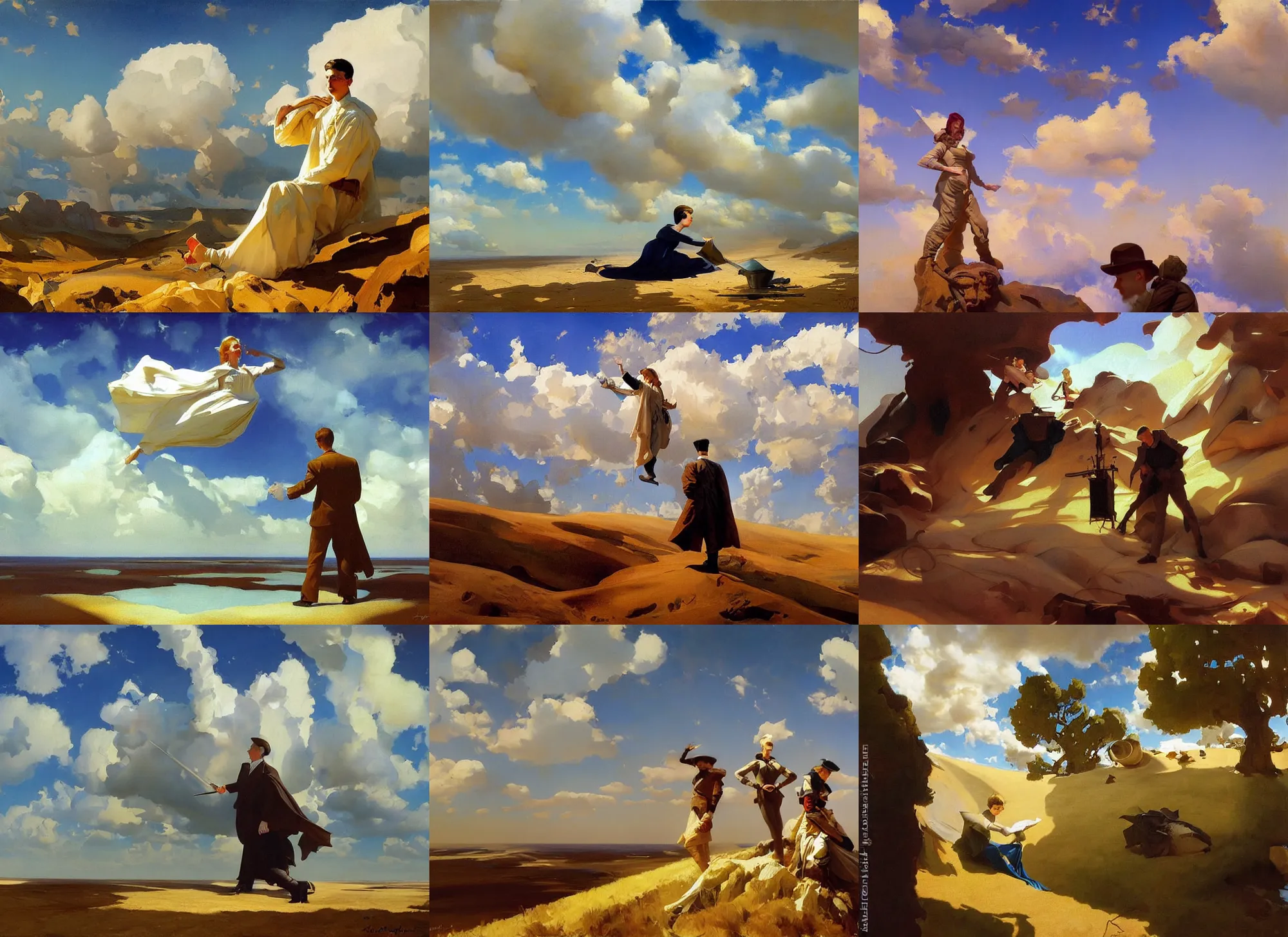 Prompt: painting by sargent and leyendecker and greg hildebrandt, michael whelan, savrasov levitan polenov, studio ghibly style, no figure composition. surrealism fantasy landscape sky image overcast