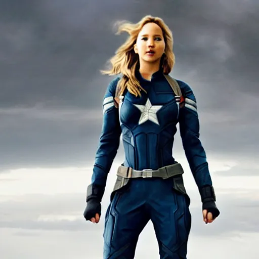 Image similar to Jennifer Lawrence as Captain America