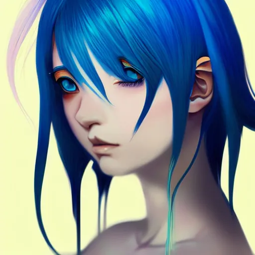 Prompt: an advanced anime painting of a woman Faery with blue hair, a digital painting by Ilya Kuvshinov, cgsociety, fantasy art, ilya kuvshinov, speedpainting, digital painting