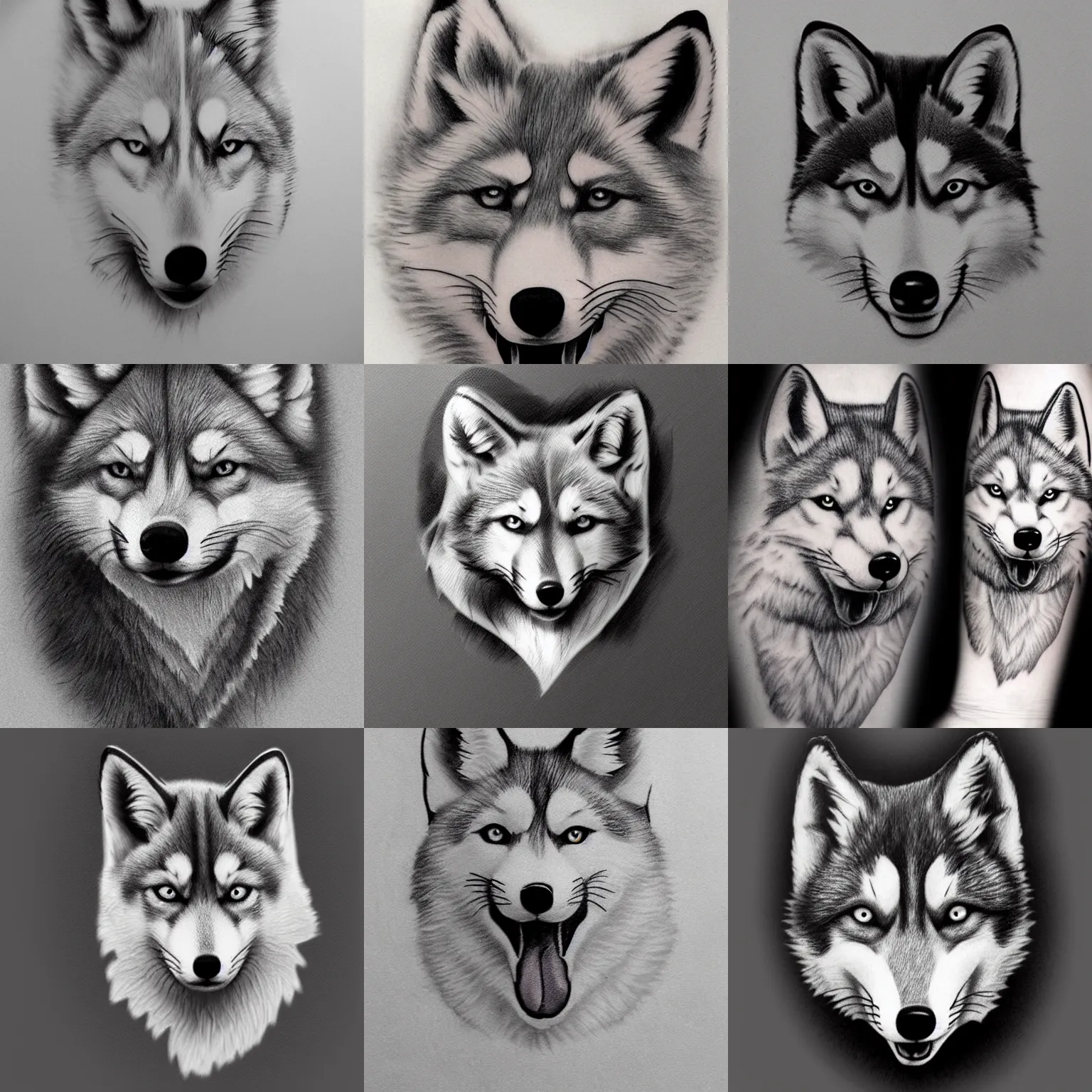 Prompt: simplistic husky fox tattoo concept art, 4k HD, realistic