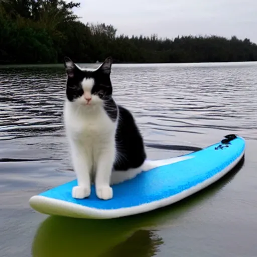 Image similar to a cat doing paddlesurf