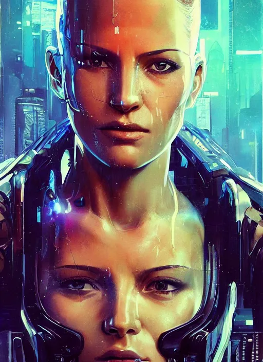 Prompt: cyberpunk female space pilot character ( blade runner 2 0 4 9, dystopian, cyberpunk 2 0 7 7 character design ). attractive face. portrait by james gurney and laurie greasley and yoji shinkawa, oil on canvas. cinematic composition, hyper realism, realistic proportions, anatomy, dramatic lighting, photorealistic, high detail, 4 k