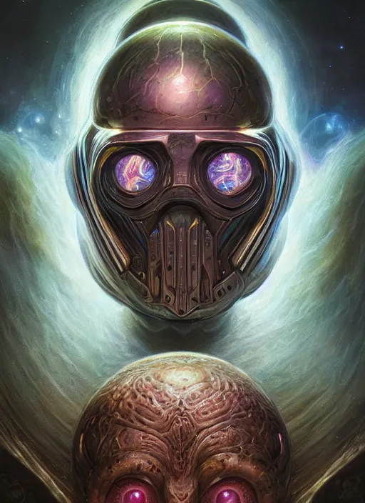 Image similar to dark horror cosmic crystal nebula mf doom glowing bright eyes, platinum skin, centered, digital painting, artstation, concept art, smooth, sharp focus, illustration, artgerm, tomasz alen kopera, peter mohrbacher, donato giancola, joseph christian leyendecker, wlop, frank frazetta