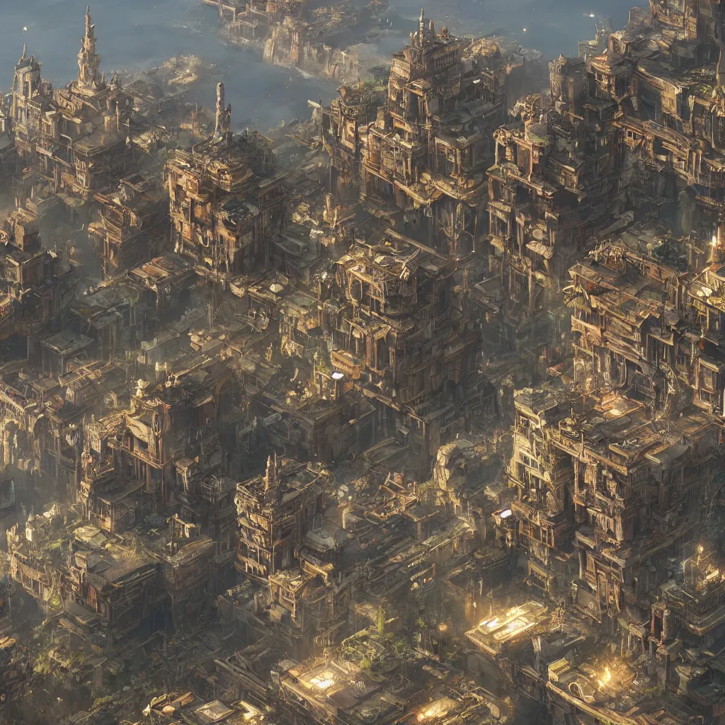 Prompt: a steampunk city combined with a floating island by Greg Rutkowski, Sung Choi, Mitchell Mohrhauser, Maciej Kuciara, Johnson Ting, Maxim Verehin, Peter Konig, final fantasy , 8k photorealistic, cinematic lighting, HD, high details, atmospheric , trending on artstation