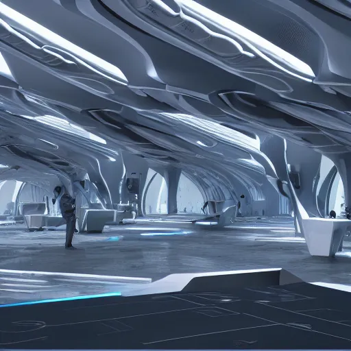 Image similar to a futuristic cyberpunk temple designed by zaha hadid, unreal engine, night lights, the evolution of humans shown in architectural drawing section