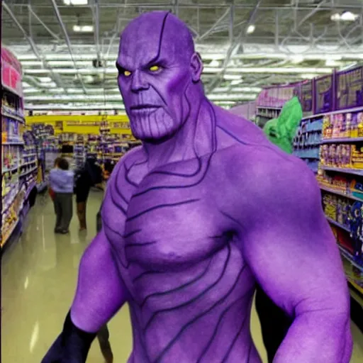 Prompt: thanos lost in a walmart