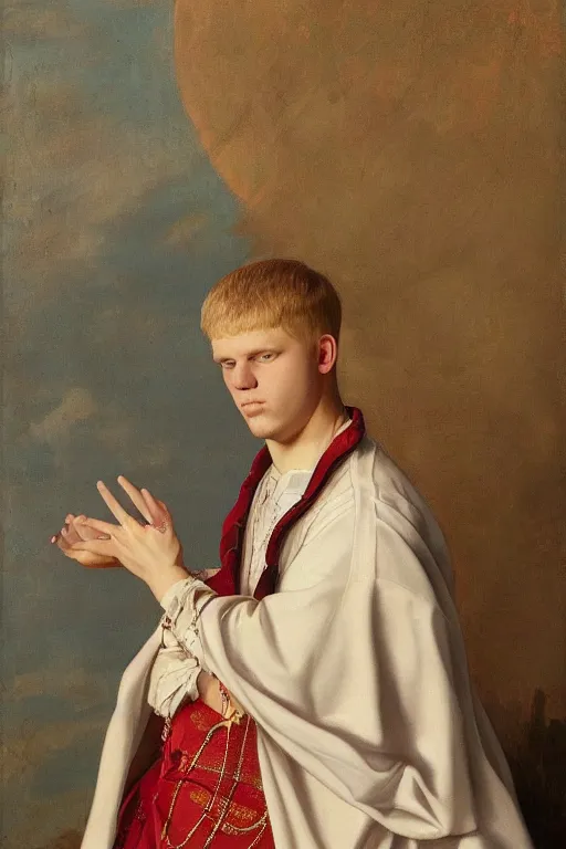 Image similar to portrait of yung lean renaissance style painting