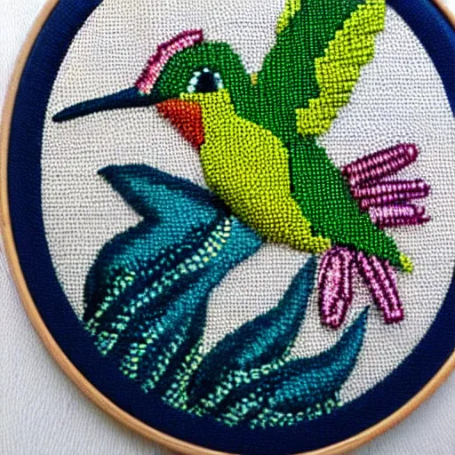 Image similar to hummingbird embroidery,