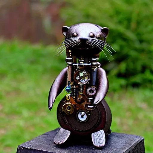 Image similar to river otter made of mechanical steampunk parts