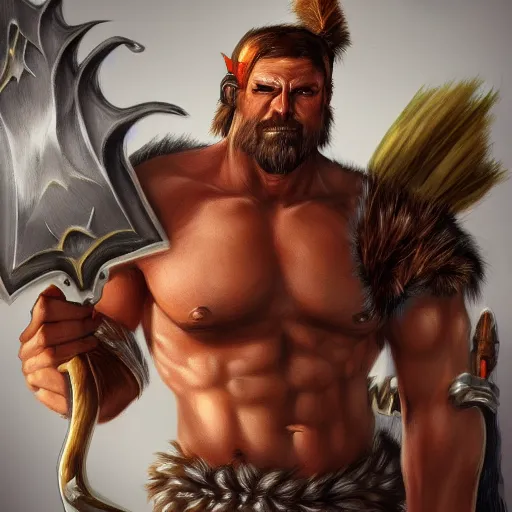 Prompt: portrait of halk hogan as fantasy barbarian warrior. fantasy art, trending on art station, blizzard