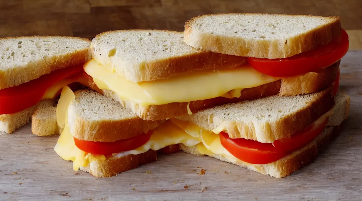 Image similar to a cheese and tomato sandwich.