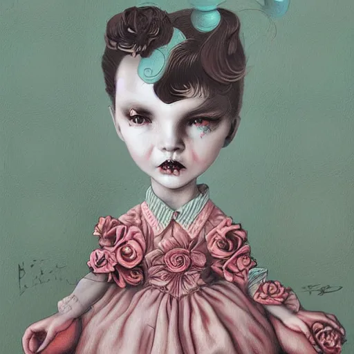 Prompt: a painting in the style of kim jung gi and in the style of mark ryden and in the style of natalie shau.