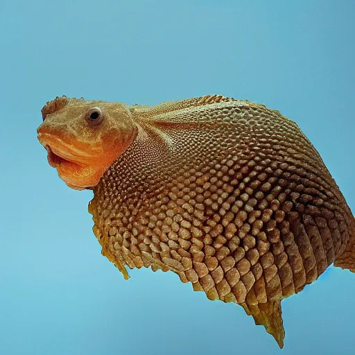 Prompt: a Goldfish with the armor of a pangolin, national geographic photograph