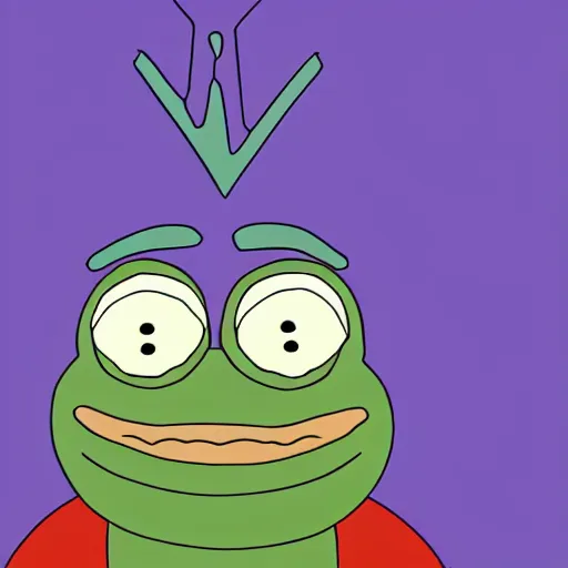 Image similar to pepe the frog, screenshot from rick and morty, cartoon illustration