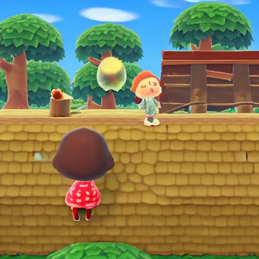 Image similar to screenshot of carpet bombing in animal crossing, explosions, fire, chaos, rubble