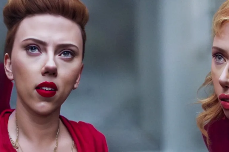 Prompt: scarlett johansson as an exaggerated caricature of a latina woman in the new movie directed by joss whedon, movie still frame, promotional image, critically condemned, top 6 worst movie ever imdb list, symmetrical shot, idiosyncratic, relentlessly detailed, limited colour palette