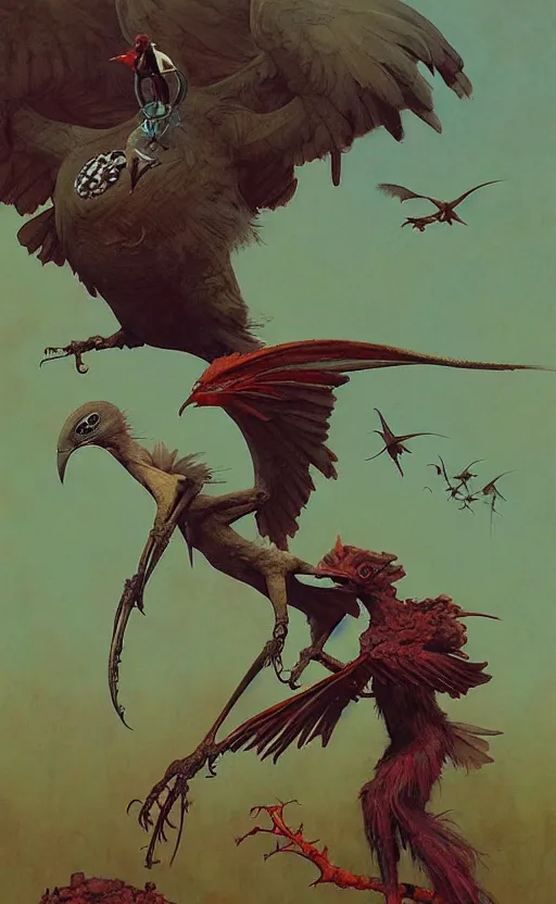 Prompt: anthro bird creature painting by chiara bautista, beksinski and norman rockwell and greg rutkowski weta studio, and lucasfilm