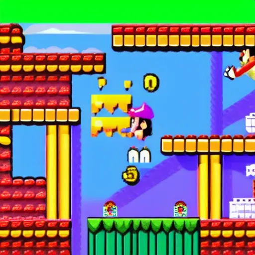 Prompt: screenshots from a Super Mario Bros videogame from another timeline in the multiverse