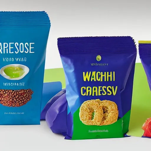 Prompt: bright packaging for waitrose snack foods