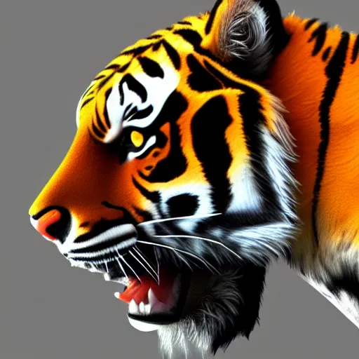 Prompt: front shot of a tiger, low poly, digital art