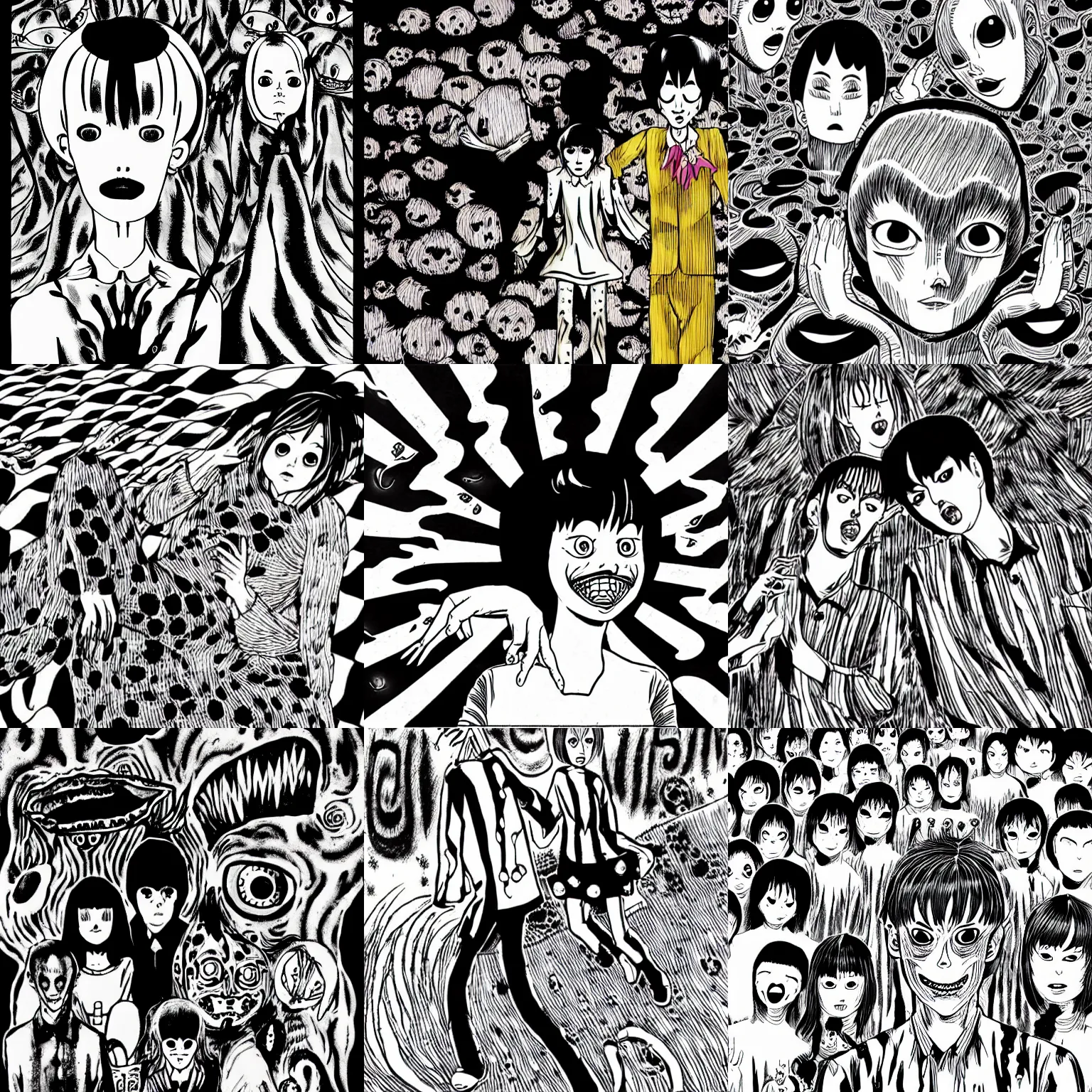 Prompt: filifjonk in junji ito style