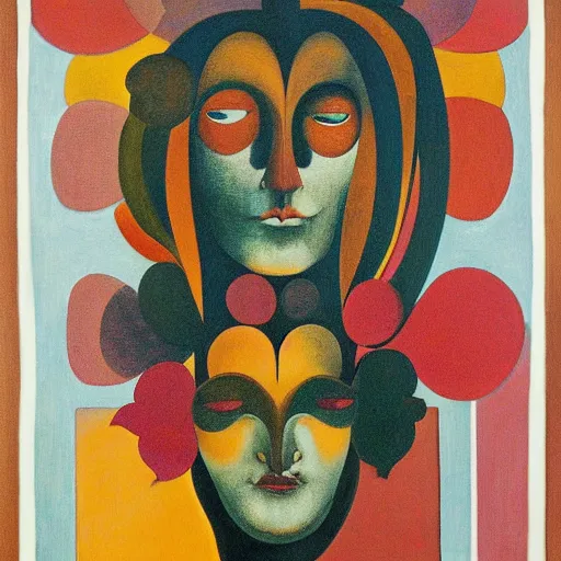 Image similar to floral face portrait by leonetto cappiello and wojciech siudmak and ernst fuchs, anni albers, oil on canvas