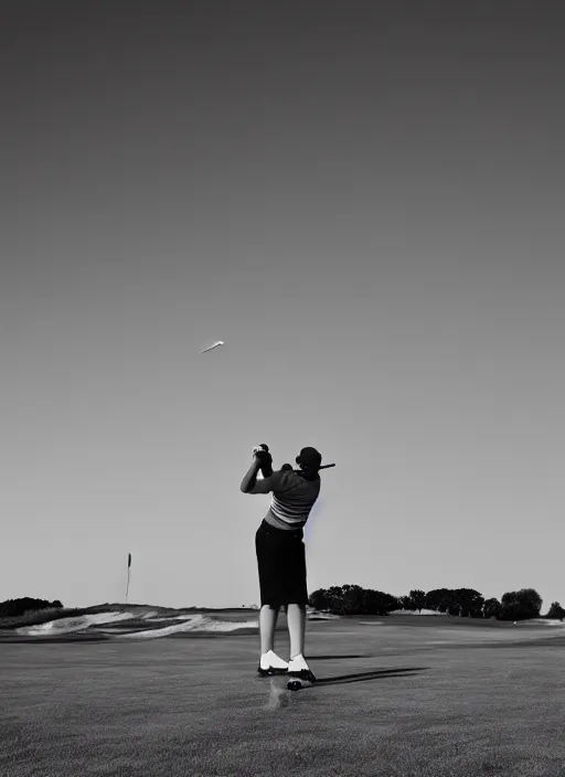 Image similar to golfing black and white portrait white sky in background