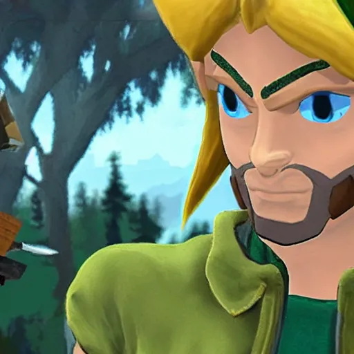 Prompt: link from legend of zelda visits the trailer park boys and smoke's weed with them, real trailer park boys episode, realistic, hdr, clear image, hdd, rtx on, dynamic lighting,