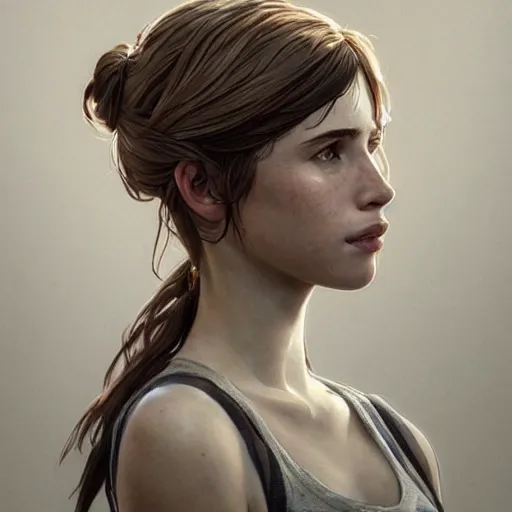 Prompt: ultra realistic illustration, emma roberts from last of us, intricate, elegant, highly detailed, digital painting, artstation, concept art, smooth, sharp focus, illustration, art by artgerm and greg rutkowski and alphonse mucha