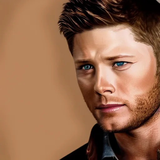 Image similar to portrait photography of jensen ackles as a Dean Winchester, 8k, detailed