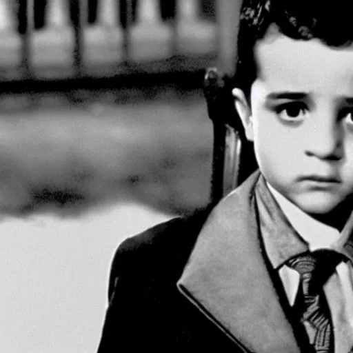 Image similar to still frame from anomalous copy of %The Godfather 2% where Fred Savage played young Vito Corleone.