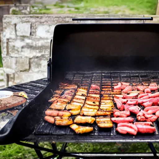 Prompt: peppa pig on a barbecue, dslr photo