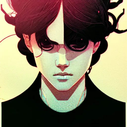 Image similar to portrait soft light, by killian eng and josan gonzalez and conrad roset, inspired by akira anime, etching, fine, sharp high detail, screen print,