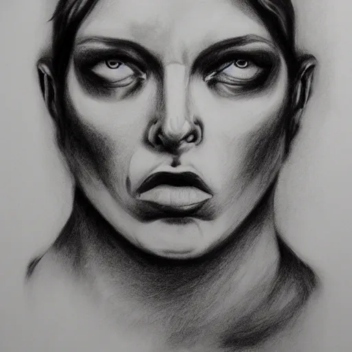 Prompt: The Devil, charcoal portrait