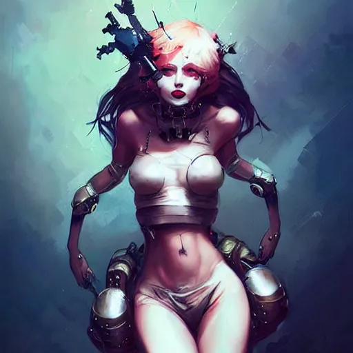 Image similar to a beautiful punkrock woman in crop top, by guweiz and wlop and pete mohrbacher, symmetrical eyes, aesthetic, gorgeous, stunning, alluring, attractive