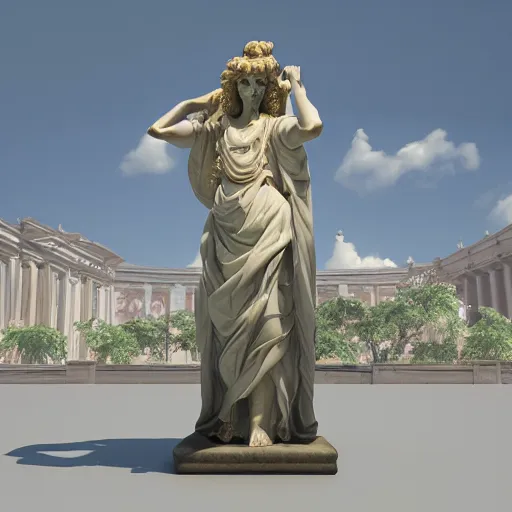 Image similar to baroque vaporwave statue, trending on art station, 4k UHD, 8k, painting illustration, high detail, rendered in unreal engine, 3d render, god rays, volumetric lighting, award winning, photorealistic