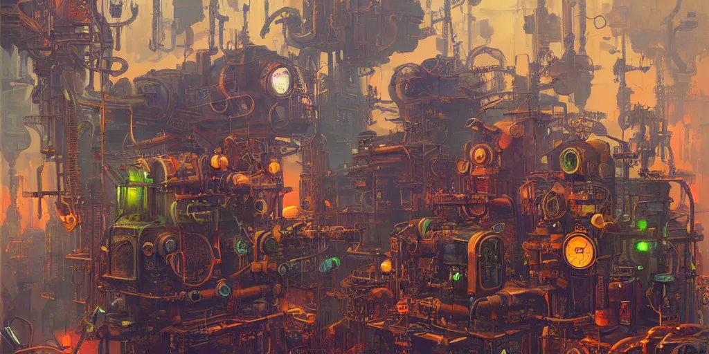 Prompt: A rat engineer with steampunk goggles is building a steam machine, art by PAUL LEHR
