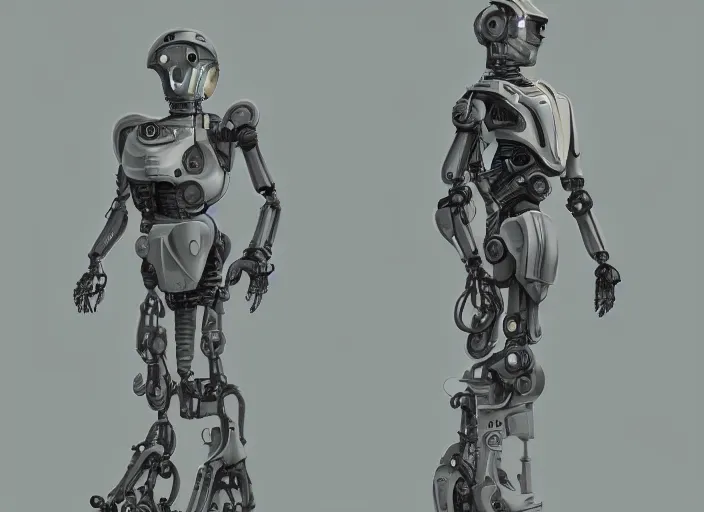 Prompt: detailed full body concept art illustration pastel painting of a robot, ultra detailed, digital art, octane render, dystopian, micro detail 4k