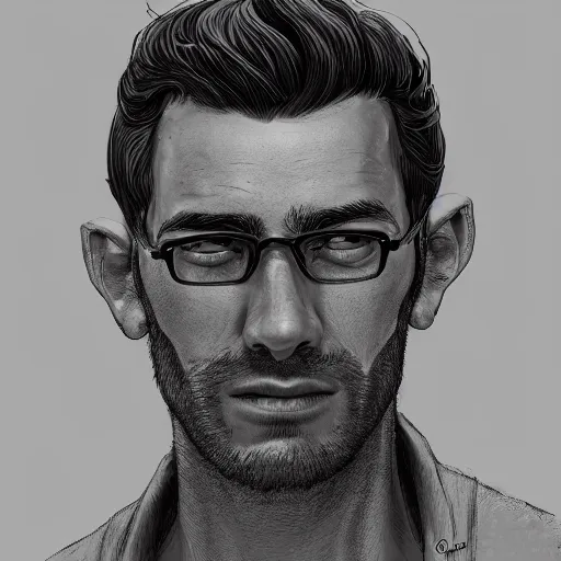 Prompt: man by alex flores, highly detailed art, trending on artstation