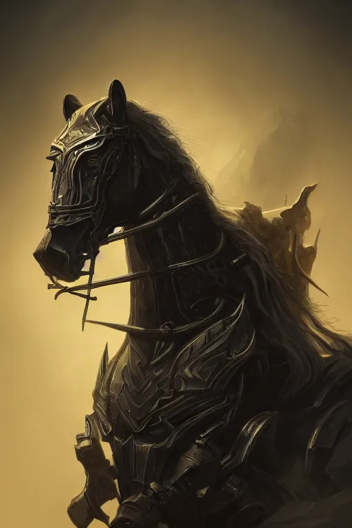 Prompt: a portrait of the horseman of the apocalypse, conquest, famine, death, war, grim - lighting, high - contrast, intricate, elegant, highly detailed, digital painting, artstation, concept art, smooth, sharp focus, illustration