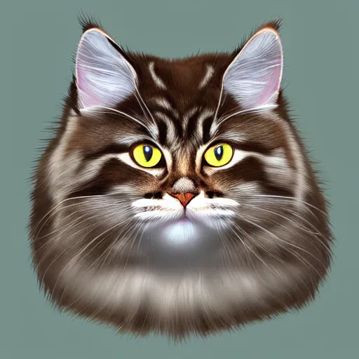 Prompt: Detailed Siberian cat by candles, digital art