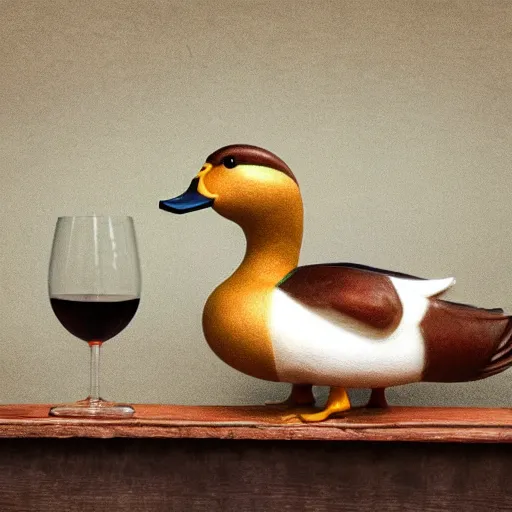 Image similar to a duck on top of a bottle of wine