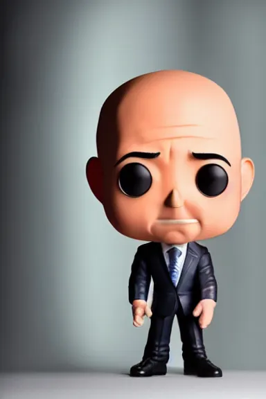 Image similar to “ very very highly detailed photorealistic jeff bezos funko pop, studio lighting and shading, 8 k, award - winning crisp details ”