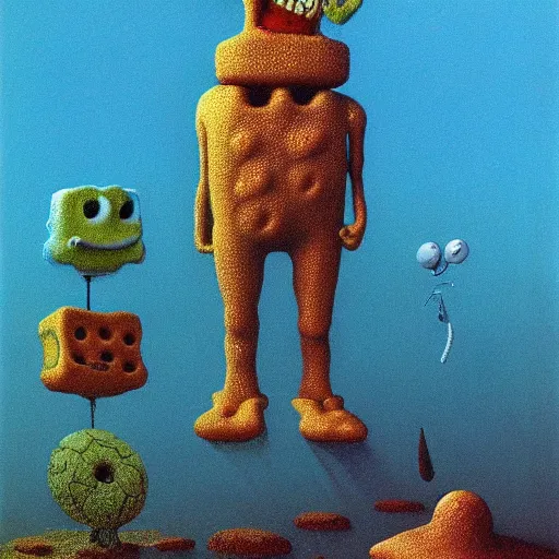 Image similar to spongebob by zdzisław beksiński