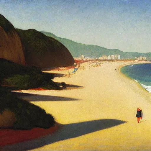 Image similar to a beach in rio de janeiro, by edward hopper, award winning, cinematic